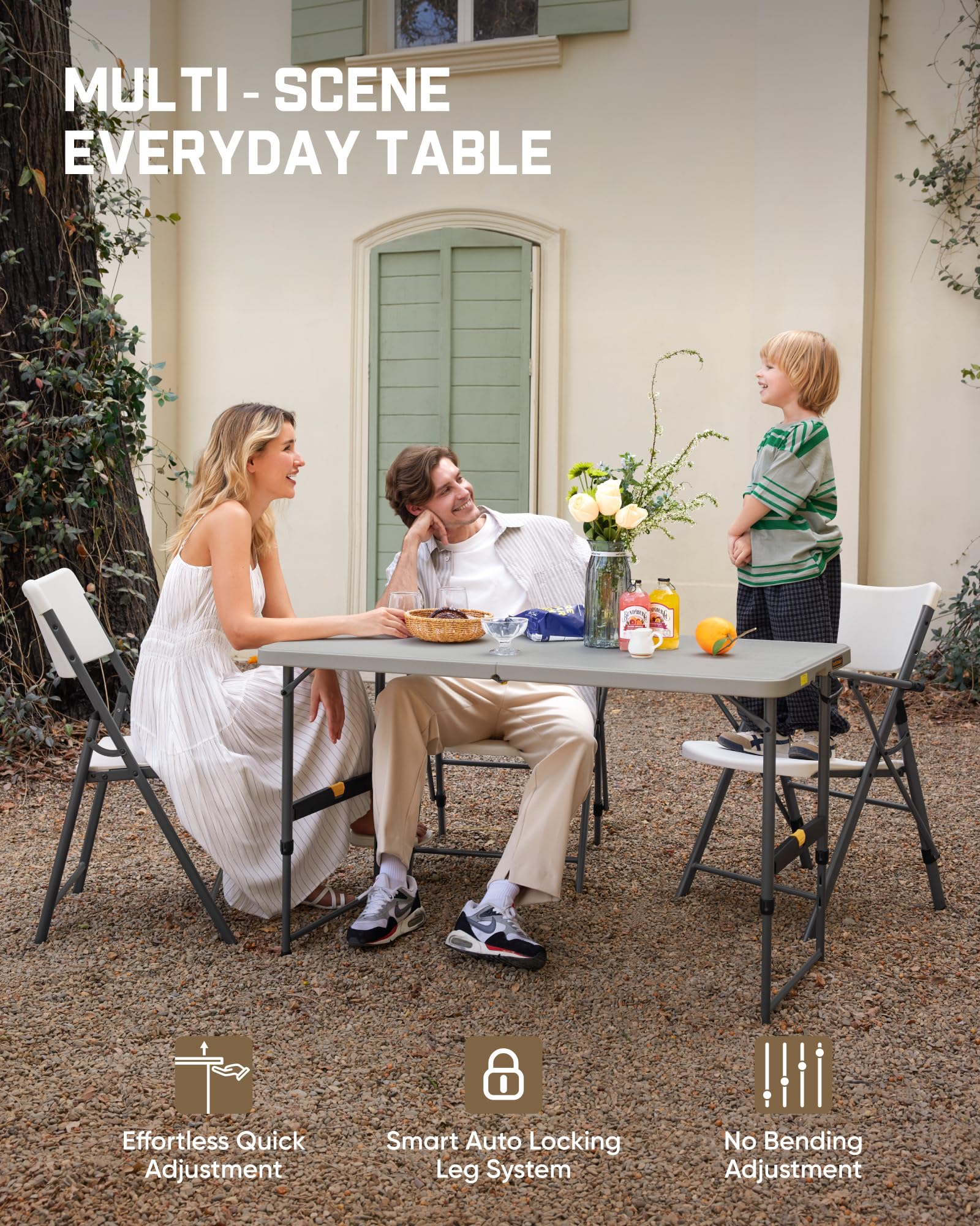 ID　217938　折テーブル Amazon.com: 4 ft Portable Folding Table, Idustrial Heavy-Duty